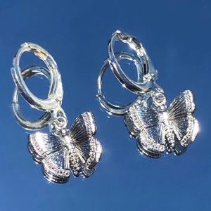 Silver Butterfly Hoops